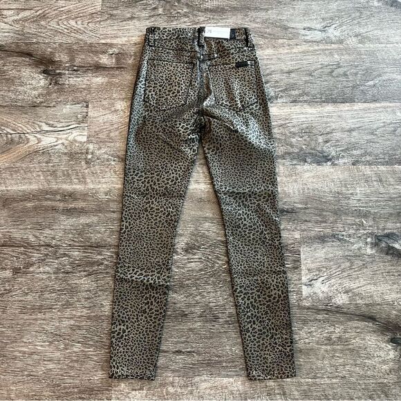 7 For All Mankind Pants Women’s 24 Metallic Leopard High Rise Ankle Skinny NWT - Picture 9 of 10